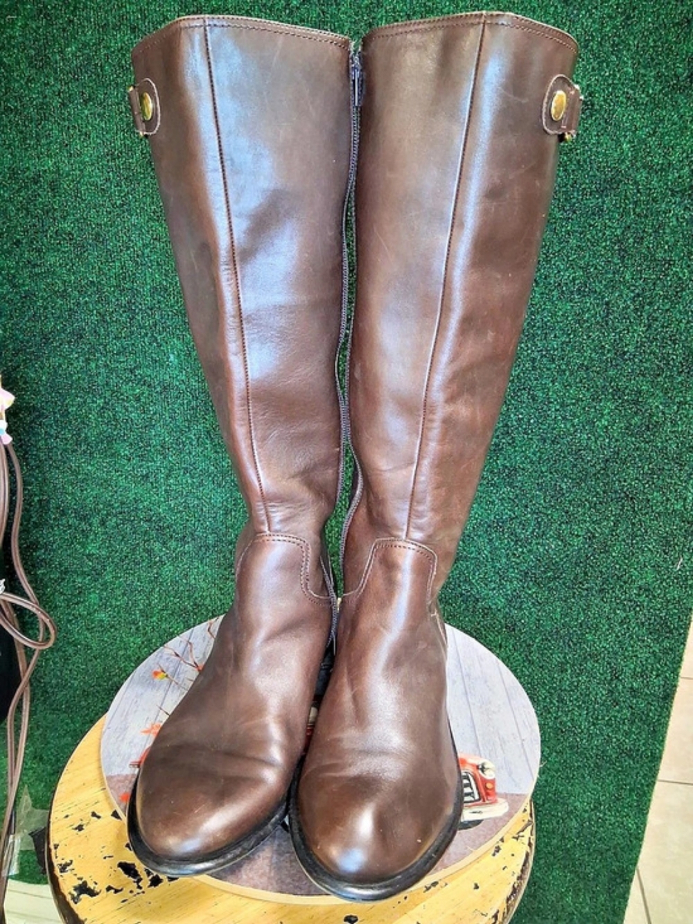 Franco Sarto Brown Leather Tall Heeled Boots